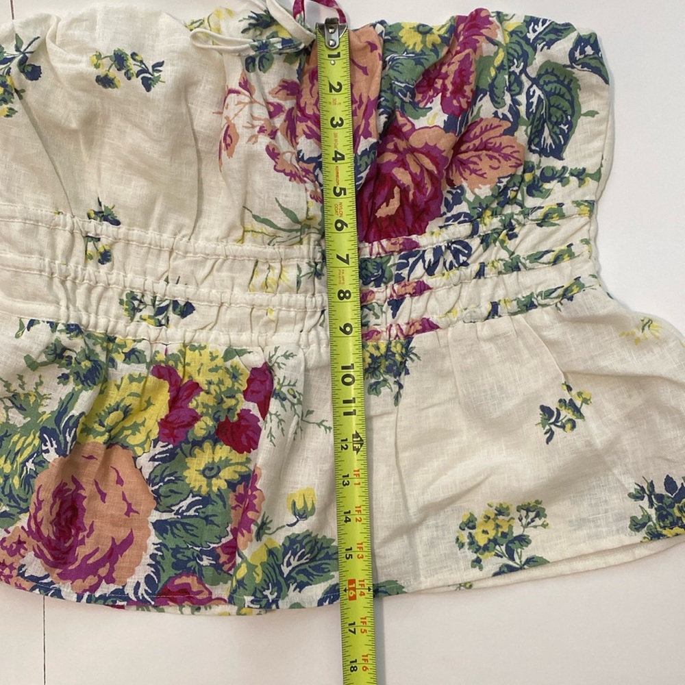 Anthropologie Somerset Strapless Floral Blouse XL - Picture 7 of 8
